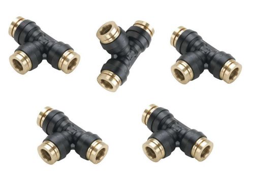 5 pack 1/2&#034; od tube push to connect tee t union fitting air pneumatic 250 psi for sale