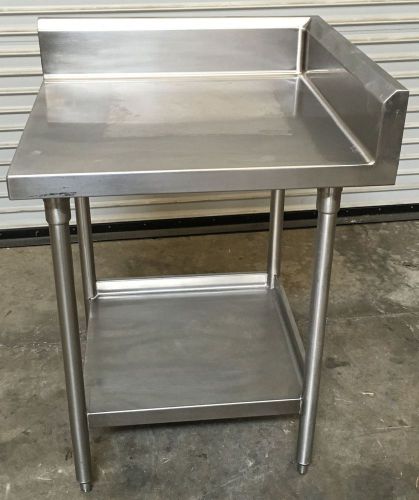 28x30 stainless steel corner work table w/ backsplash tabco custom made #4717 for sale