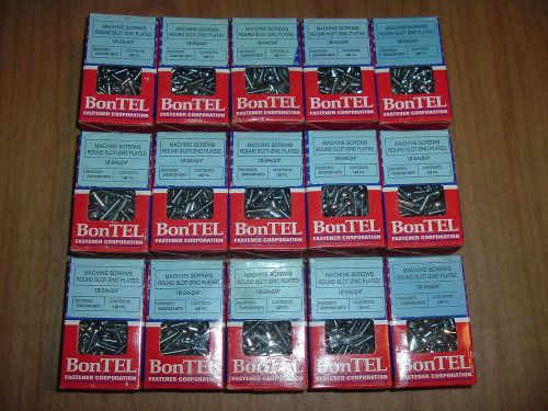 Lot of 1500 BonTEL #10-24x3/4&#034;Slot/Slotted Zinc Plated Round Head Machine Screws