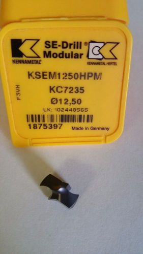 KENNAMETAL KSEM 1250HPM KC7235 12.50MM CARBIDE DRILL TIP Box OF 1