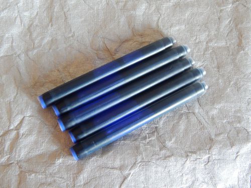 Lot of 5 Waterman Blue Fountain Pen Ink Cartridge Refills #005s