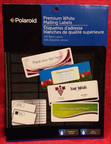Polaroid Premium White Mailing Labels 240 Ct Dries Instantly Ink Jet NEW IN PACK