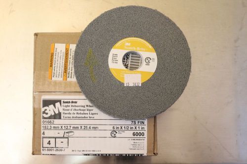 3M Scotch Brite Light Deburring Wheel 7S Fine Silicon Carbide 6” x 1/2” x 1”