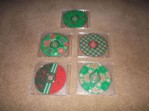 LOT OF 5 NEW &amp; UNUSED MEMOREX CD-R DISKS WITH CHRISTMAS DESIGNS 52X/700MB/80MIN