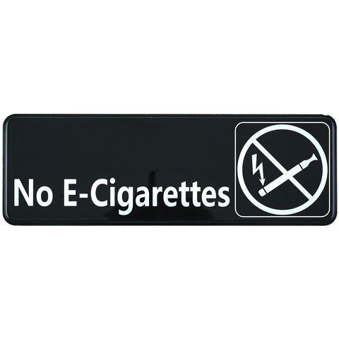 Winco SGN-335, Information Sign, &#034;No E-Cigarettes&#034;, 3&#034; x 9&#034;, Black