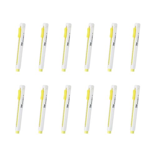 Pentel ZE80 CLIC Rectractable Eraser Pen (12pcs) - White Barrel / Yellow Eraser