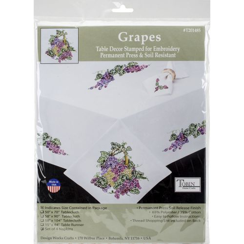&#034;Stamped White Napkins For Embroidery 17&#034;&#034;X17&#034;&#034; 4/Pkg-Grapes&#034;