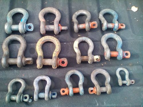 13 Shackles all made in the USA. 4 each 3/4&#034;, 5/8&#034;, 1/2&#034;  all in good shape