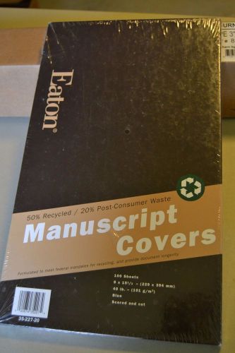Eaton Manuscript Covers, Blue, 40lb, 9&#034; x 15 1/2&#034;, 100 Sheets, Scored &amp; Cut, NEW