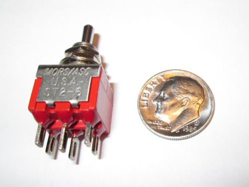 MORS/ASC MINIATURE TOGGLE SWITCH  DPDT ON-ON-ON  PANEL MOUNT  NOS 1 PCS.