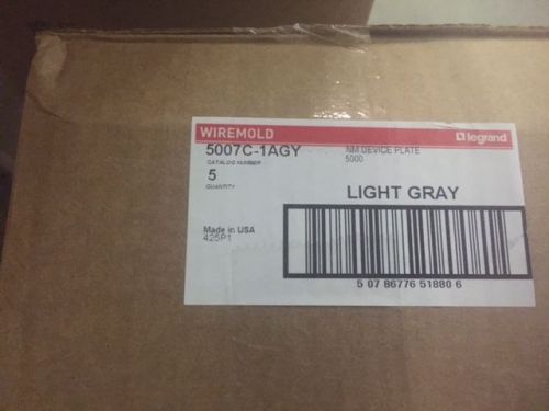 (Box of 5) WIREMOLD 5007C-1AGY - NM DEVICE PLATE 5000 LIGHT GRAY (NEW)