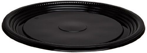 CaterLine Casuals Plastic Platter Round Tray, 12-Inch, Black, (25-Count)