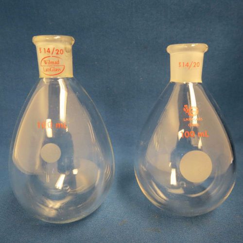 Qty 2 LabGlass 100mL Evaporator Recovery Flasks 14/20