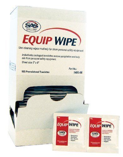 SAS Safety 1400-96 Mask Cleaning Respirator Wipes, 100-Pack