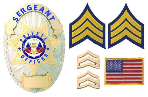 Obsolete gold sergeant private security officer shield badge bundle package for sale