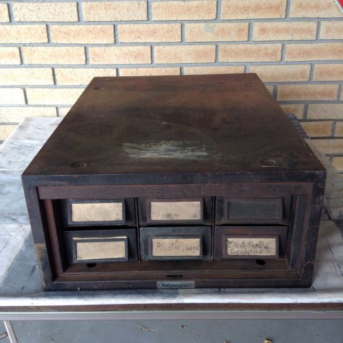 Vintage Addressograph Industrial Steel File Cabinet Parts Bin 6 Drawer Tool