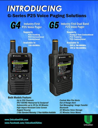 Unication g5 vhf or uhf &amp; 7/800mhz p25 digital pager receiver scanner - minitor for sale
