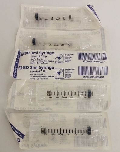 5 - BD 3ml Syringes Luer-Lok Tip 309657  Individually Wrapped