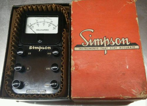 Simpson Model 378 Milliammeter - Analog -  Vintage Original Box Check