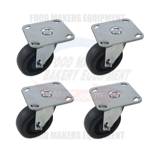 SET OF 4 High Temperature Oven Casters.  4&#034; Wheel x 1-1/2 Wide. Large Plate.