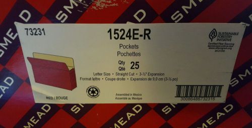 Smead 73231 Red Colored File Pockets - 1524E-R 25/box
