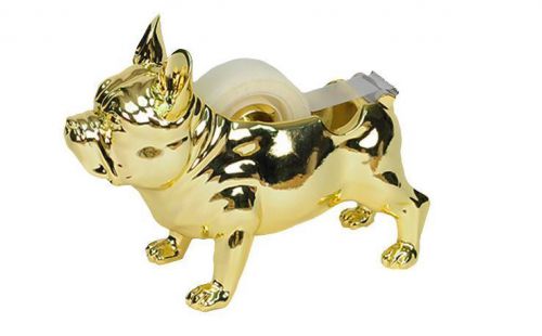 French Bulldog Tape Dispenser Gold Finish Desk Shiny Gift Ideas Deal Price