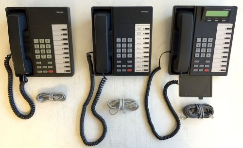 TOSHIBA Black Keyset Digital Business Phone Telephone Lot of 3 Corded Phones