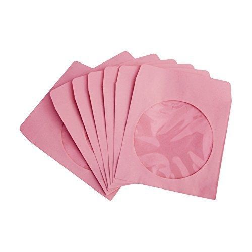 NuLink Nulink™ Premium Thick Pink Paper CD DVD Sleeves Envelope With Window Cut