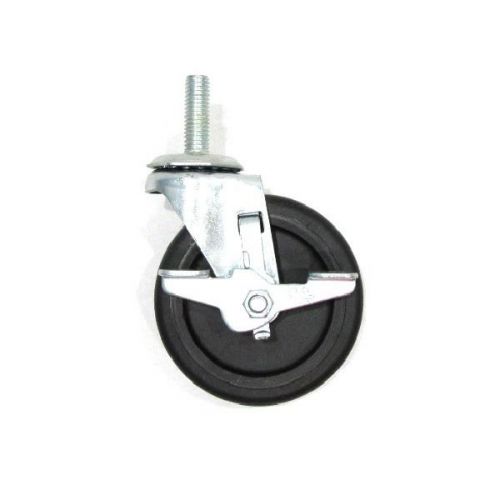 One Swivel Caster 4&#034; x1&#034; Hard Wheel  with Side Lock Brake and 1/2&#034; -13 x 1-1/2&#034;
