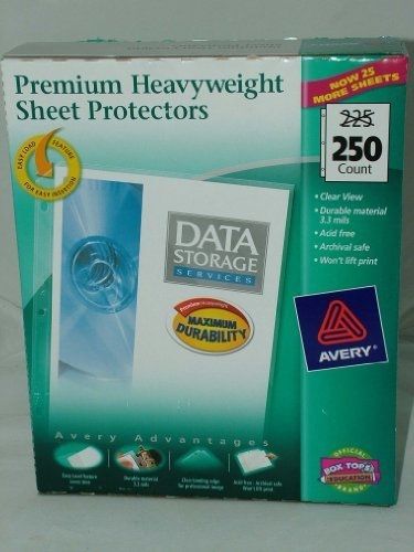 Avery top loading clear sheet protectors, heavyweight, 250 per box #76006 for sale