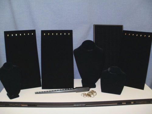 Jewelry Party Display Items &amp; Carry Bag Velvet Necklace Busts, Stands, Ring Tray