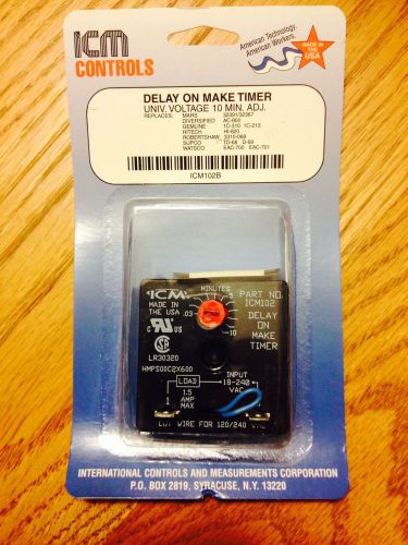 Icm controls icm102 delay on make timer relay 18-240 vac, new in box, free ship for sale