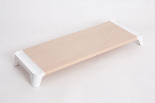 Natural Woody Monitor Stand Non-Slip TPE Footer Monitor Shelf