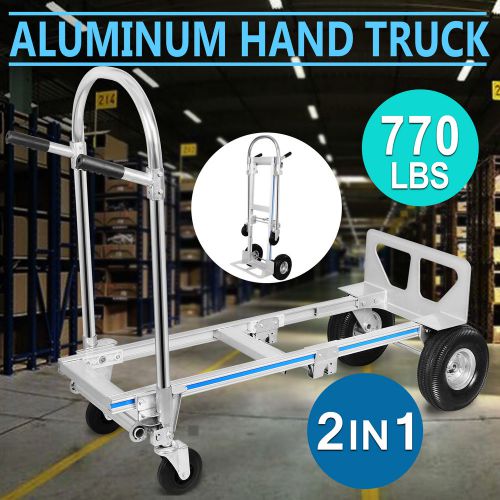 VEVOR Aluminum Hand Truck 2-In-1 Convertible Hand Truck 2to4 Wheeler Aluminum