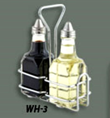 1 PC Chrome-plated Two Condiment Sqare Holes 6 oz Oil Vinegar Cruet Holder WH-3