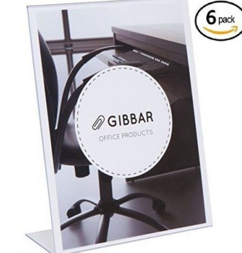 [6 Pack] Gibbar 8.5 x 11 Inches Slant Back Thick Clear Sign Holder Ad Frame
