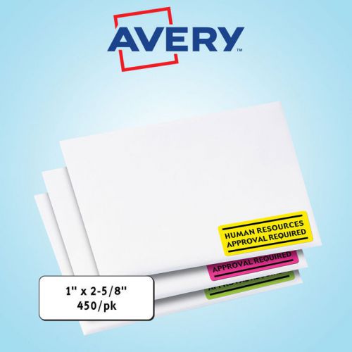 Avery® high visibility laser labels 1 x 2-5/8&#034; assorted neon 450ct for sale