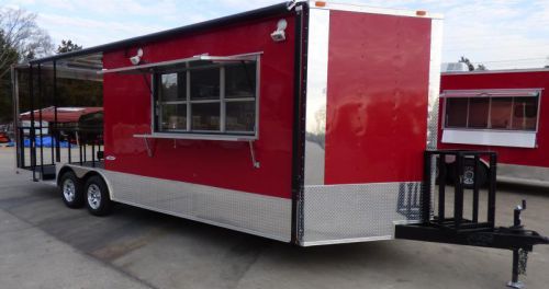Concession Trailer 8.5&#039; x 24&#039; Red - BBQ Smoker Food Catering