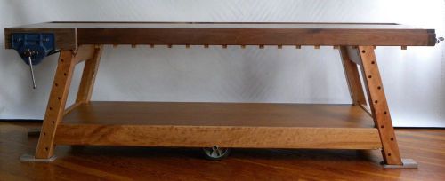 Elegant 8 Ft 5 In Long Custom Walnut Woodworking Workbench