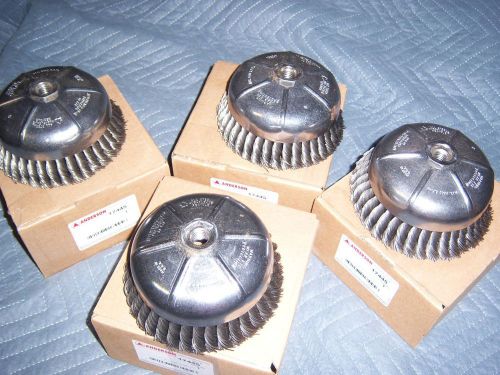 LOT OF 4  ANDERSON 6&#034; Single Row Knot  Wire Cup Brush 17445  020 wire 5/8&#034; 11AH