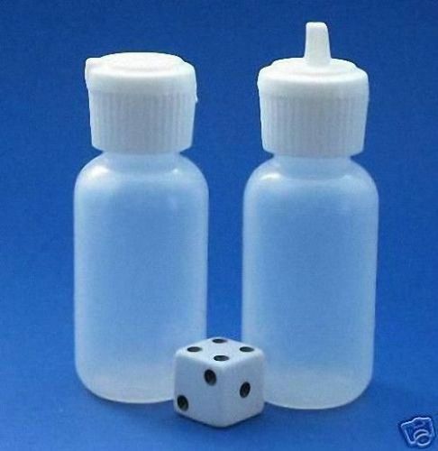 1 oz (30 ml) LDPE Plastic Bottles w/PolyTop Dispensing Caps (Lot of 12)