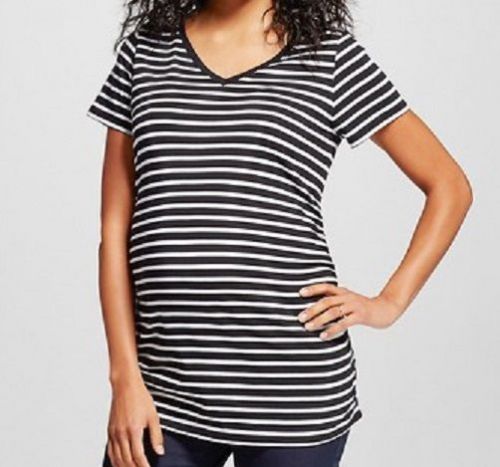 NWT LIZ LANGE Maternity T-shirt/top Black &amp; White striped--S