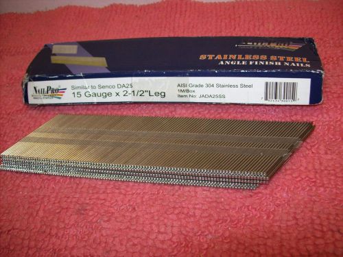 1000 count, 2-1/2&#034;-Inch by 15 Gauge Angle 304 Stainless Steel Finish Nail