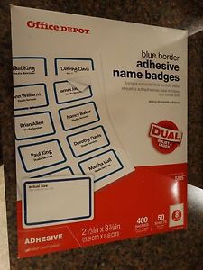 Blue Border Adhesive Name Badges OFFICE DEPOT 2 1/3 &#039;&#039; x 3 3/8 &#039;&#039; 400 badges