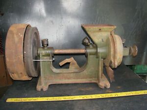 antique FLAT BELT BURR MILL GRAIN GRINDER Hit Miss Steam Engine