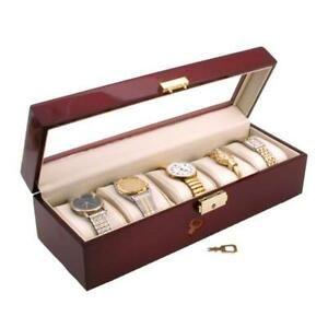 Locking Watch Jewelry Display Case Rosewood Finish 11 5/8&#034; x 4&#034;