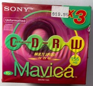 NEW SONY 3-pack  3MCRW-156A Mavica Unformatted Rewritable CD-RW CDs