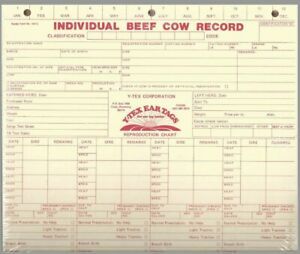 new Livestock Herd Management Individual record sheet (50/packet)