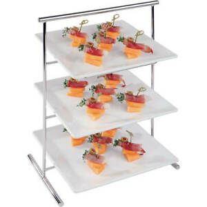 APS THREE-TIER DISPLAY STAND FOR SQUARE TRAYS / PLATES CHROME STEEL 44840-02