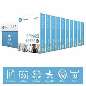 HP Printer Paper, Office 20lb, 8.5x11, 10 Ream Case, 5,000 Sheets, Best Quality!